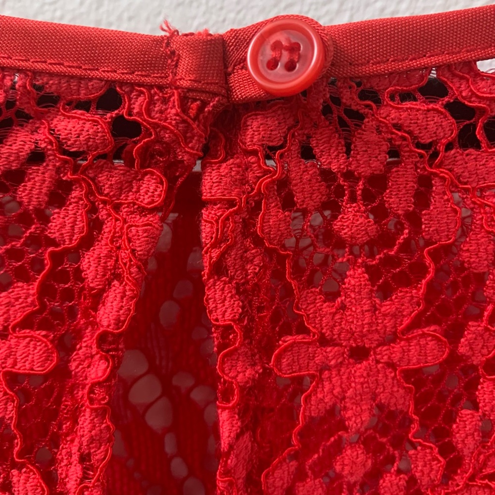 David Lerner Red Long Sleeve Drop Waist  Mini Dress - Picture 4 of 9